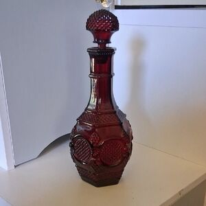 Elegant Ruby Red Glass Decanter